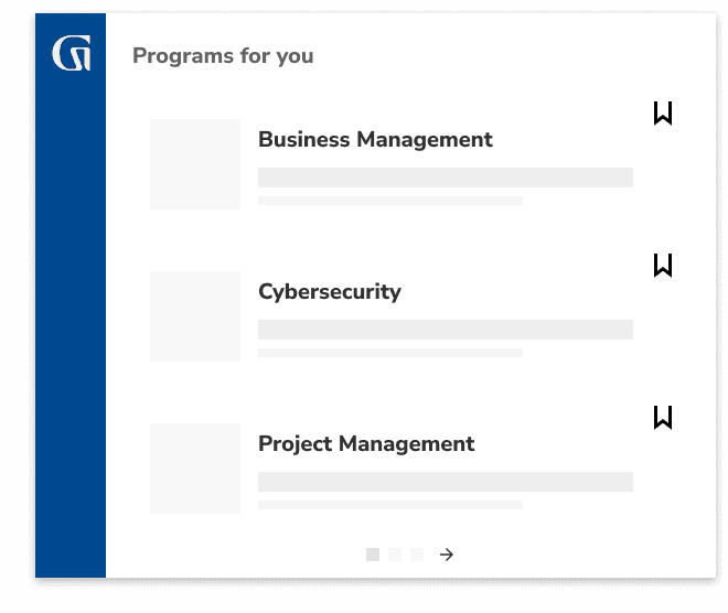 Programs for you: business management, cyber security, project management