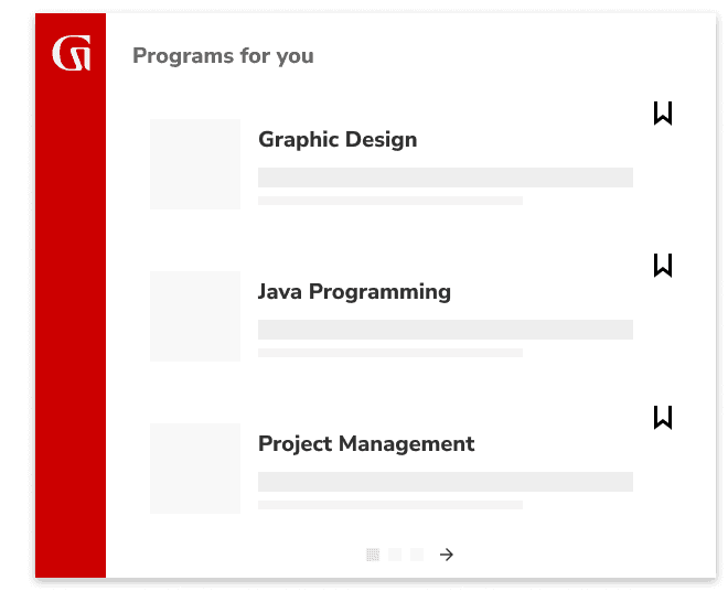 Programs for you: Graphic Design; Java Programming; Project Management