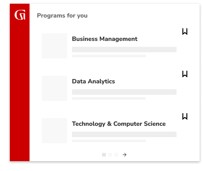 Programs for you: Business Management; Data Analytics; Technology & Computer Science