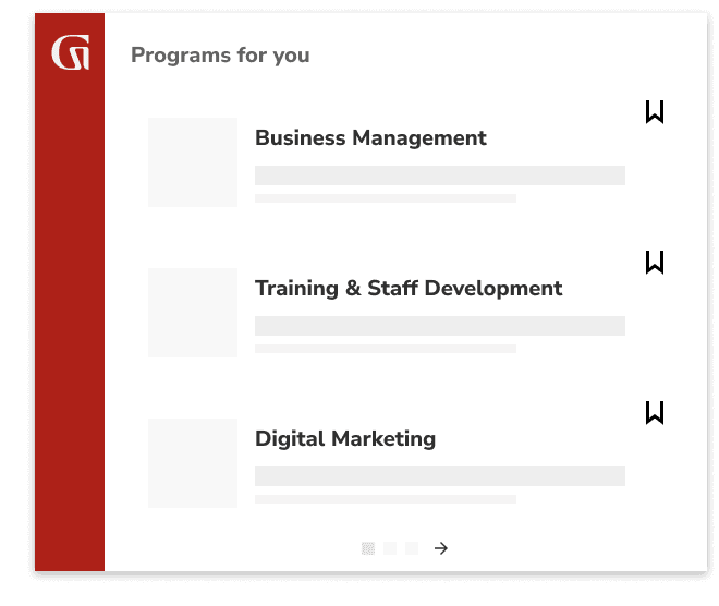 Programs for you: Business Management, Training & Staff Development, Digital Marketing
